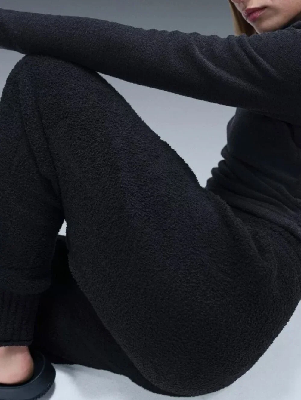 Nike Phoenix Black Pants Boucle High-Waisted Oversized Sweats Size Small Sporty - Picture 10 of 11